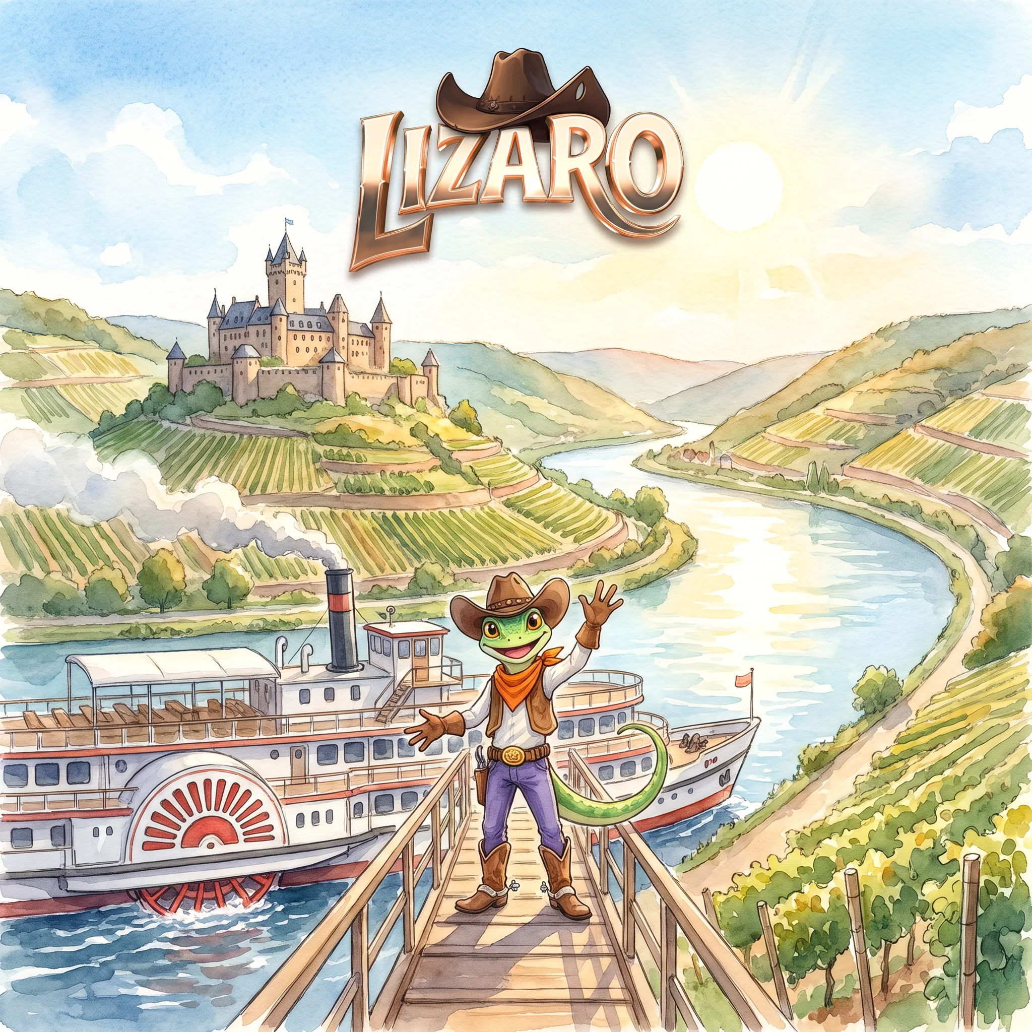 Anmeldung bei Lizaro im aquarellierten Rheinmotiv
