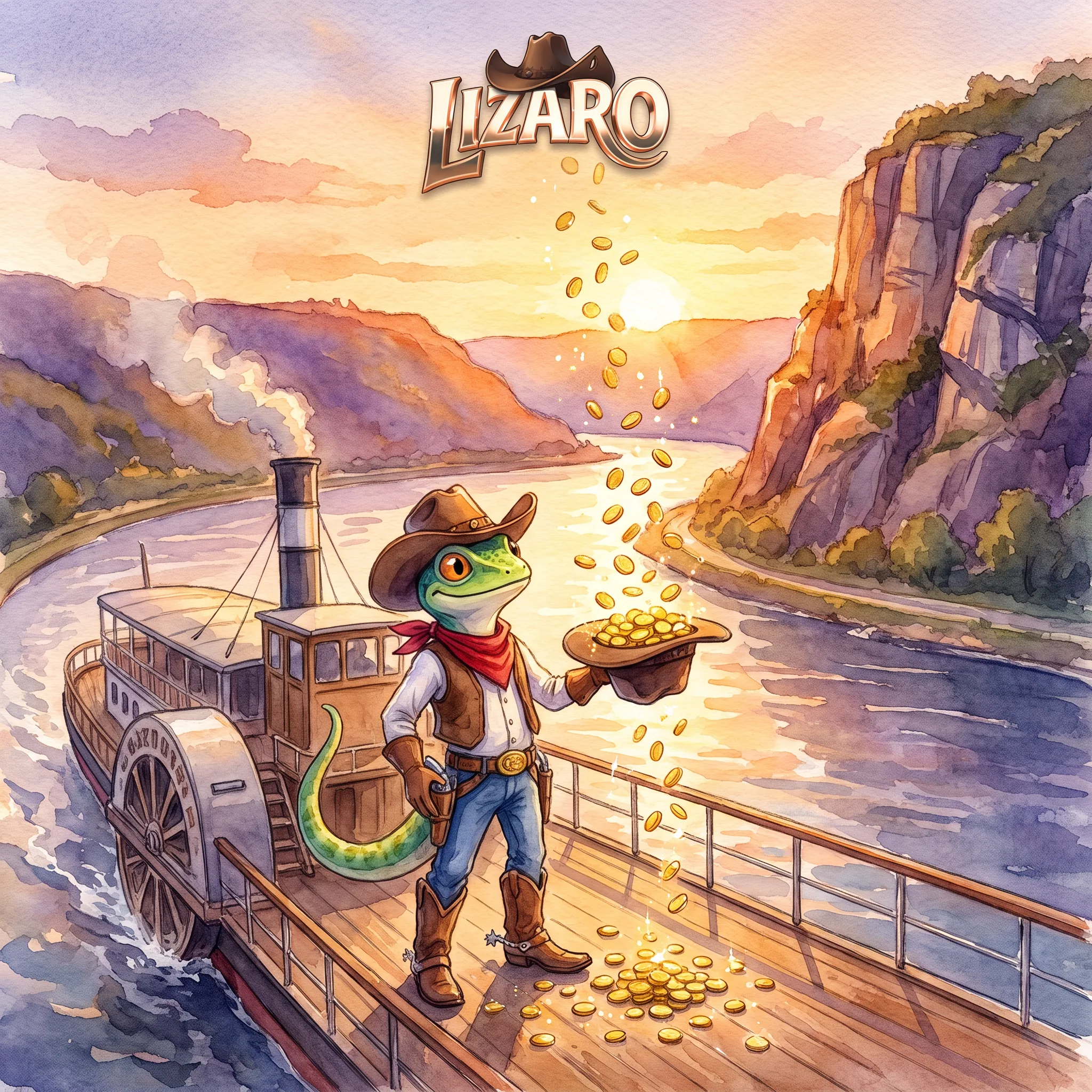 Lizaro-Willkommensbonus im aquarellierten Rheinmotiv